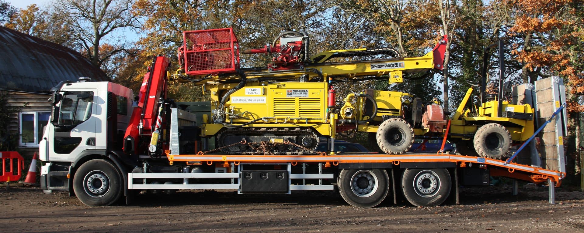 Drilling equipment on a Nicholls Water lorry for water and GSHP systems