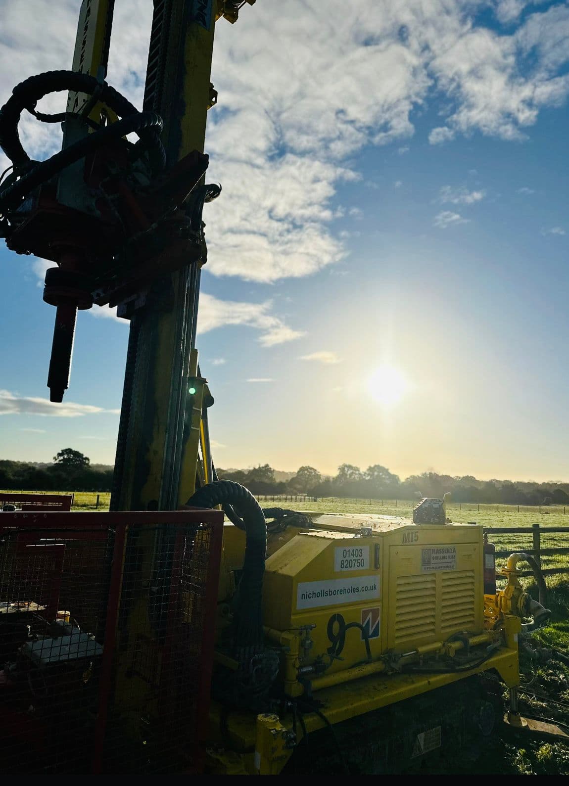 Nicholls Water drilling rig at sunset