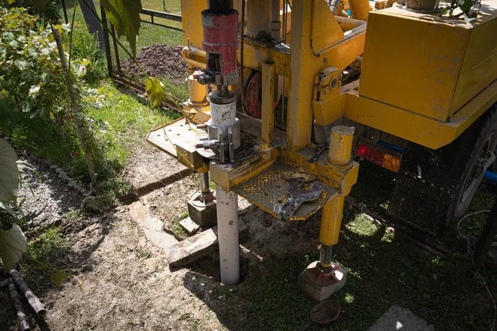 Nicholls Water borehole drilling in a garden